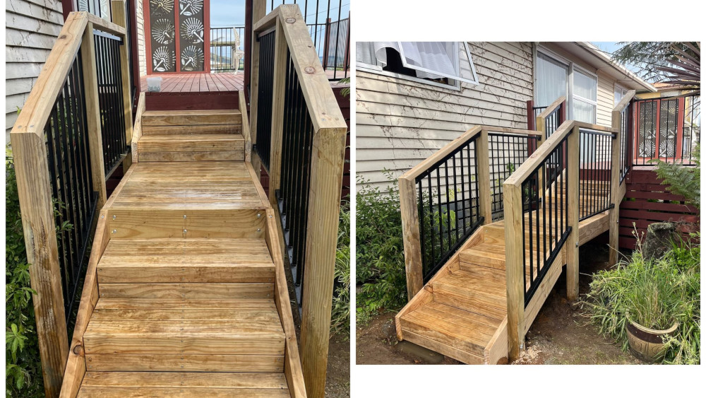 Timber Access Ramp with Rails