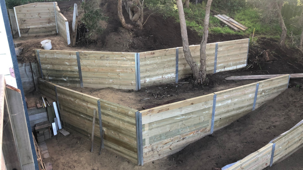 Horizontal Slat Timber Retaining Wall